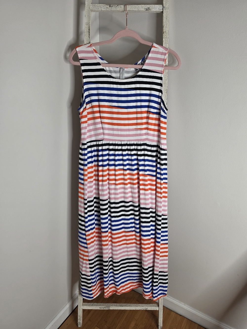Anthropologie Dusen Dusen Women's Large Striped Sleeveless Midi Dress 100% Rayon
